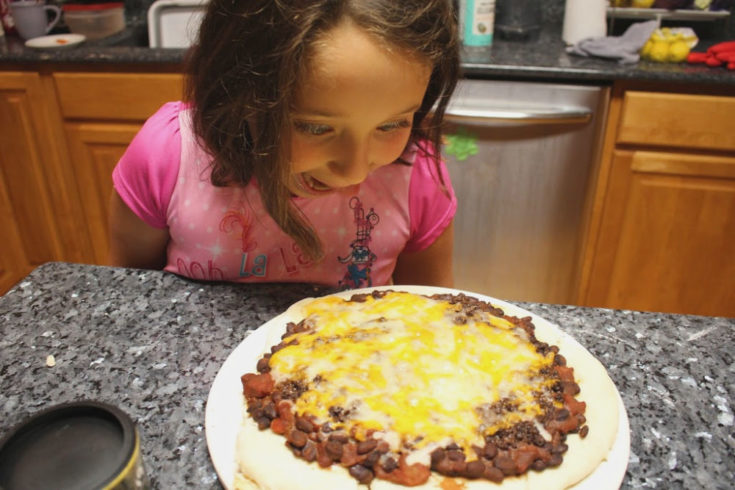 the chocolate taco pizza right out of the oven