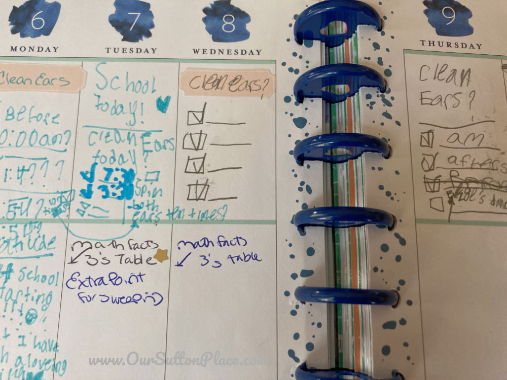 A Happy Planner used by kids to remember their mindfulness and To-Do's.