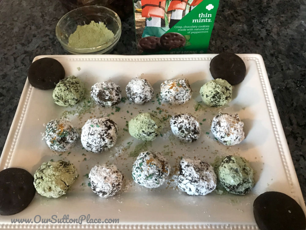 plate of Thin Mint Energy Balls