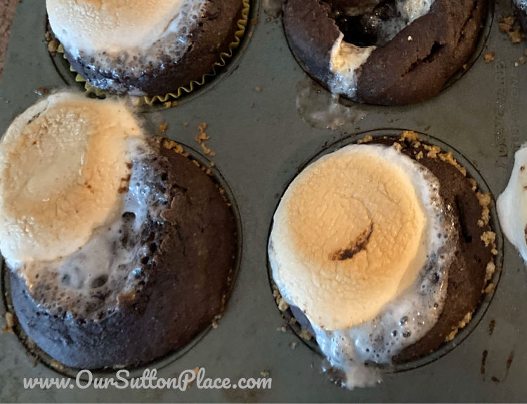 ooey gooey marshmallow smores muffins right out of the oven 