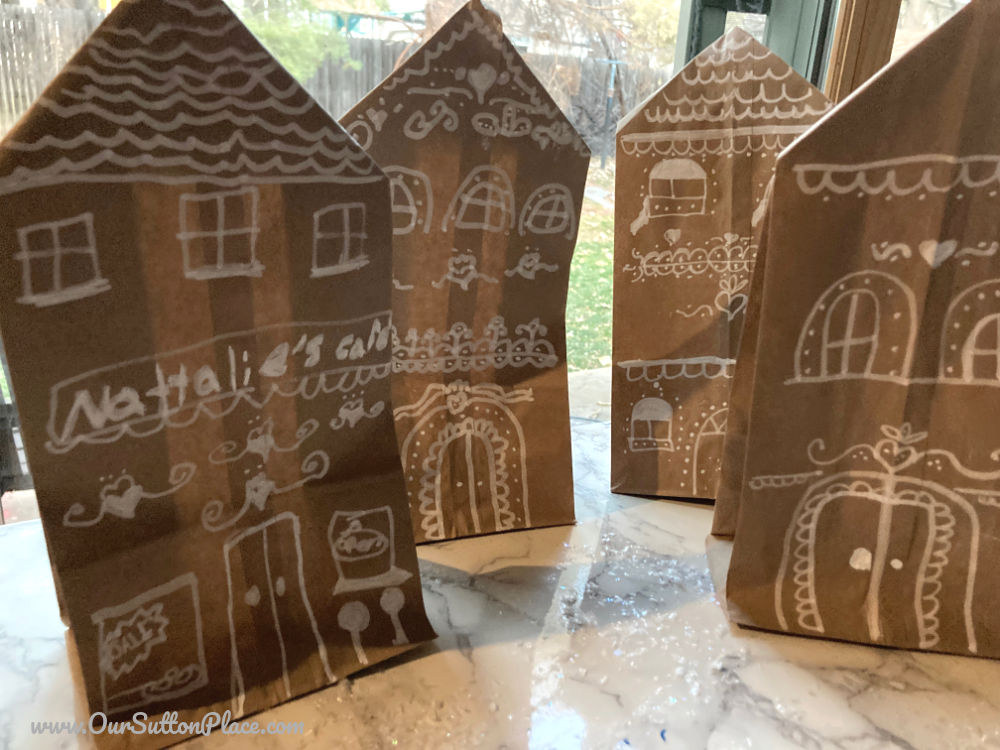 Paper Bag Gingerbread House Village